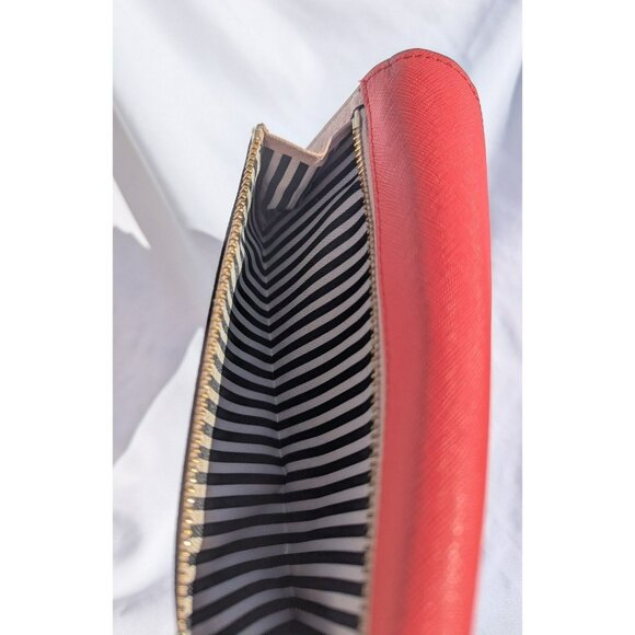 Kate Spade Slim Bifold Envelope Style Wallet Clutch Red/Orange? Beige Gold - Picture 5 of 12